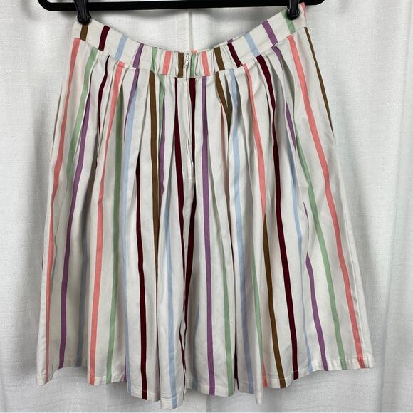 ModCloth Aspiration Creation Pastel Striped A Line Pleated Skirt Sz.L - Picture 11 of 16